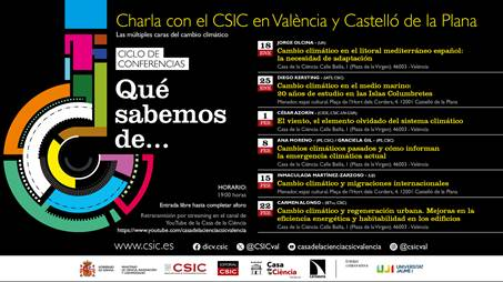 La Casa de la Ciencia del CSIC en Valencia ha anunciado un ciclo de charlas titulado Las multiples caras del cambio climático